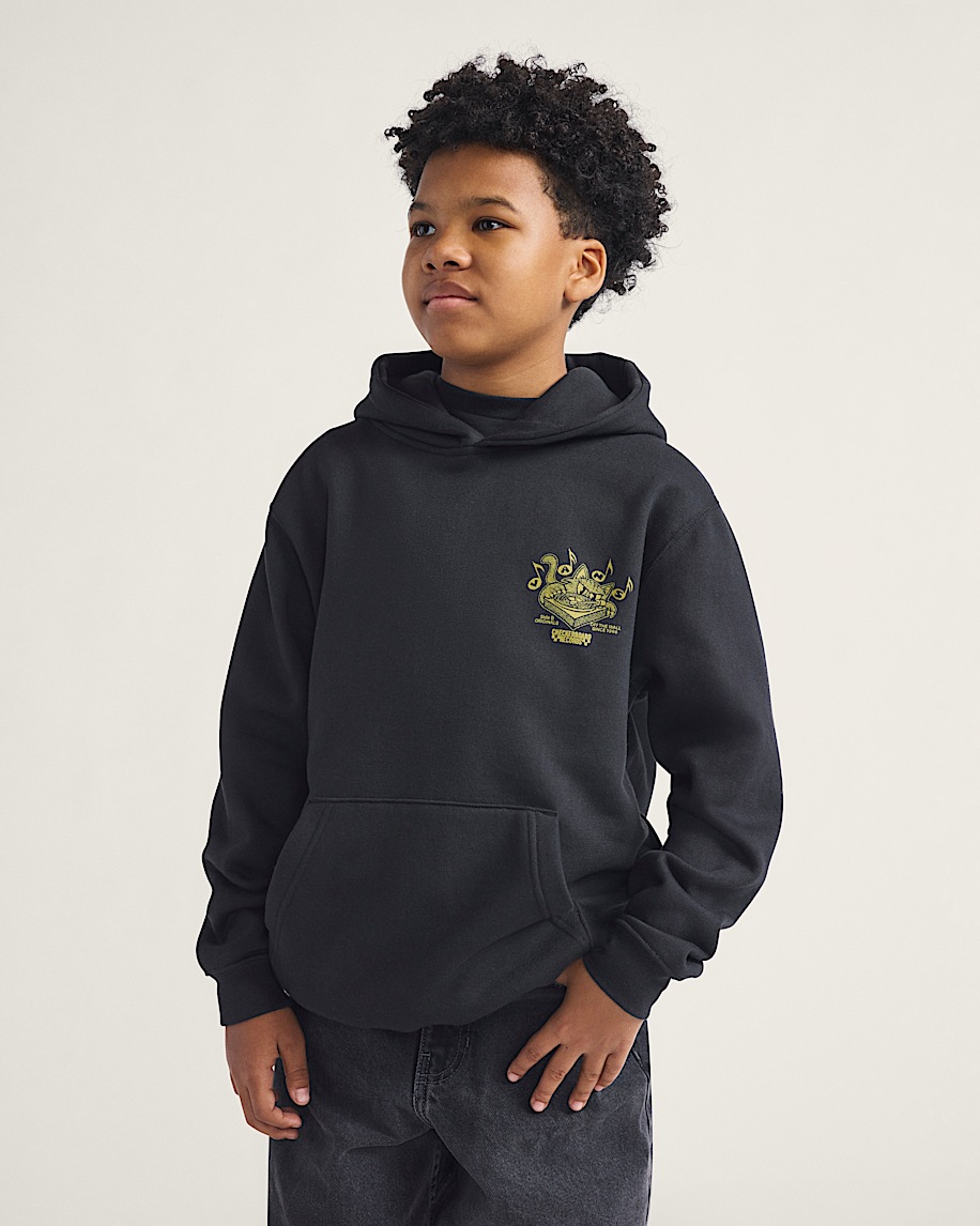 kids scratched records pullover hoodie