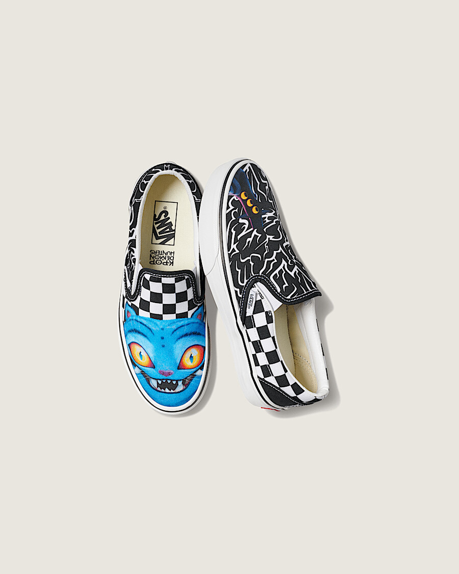 kpop demon hunters x vans big kids classic slip-on shoe