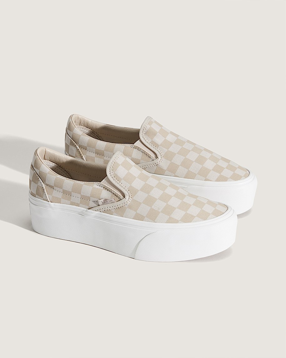 classic slip-on platform checkerboard shoe
