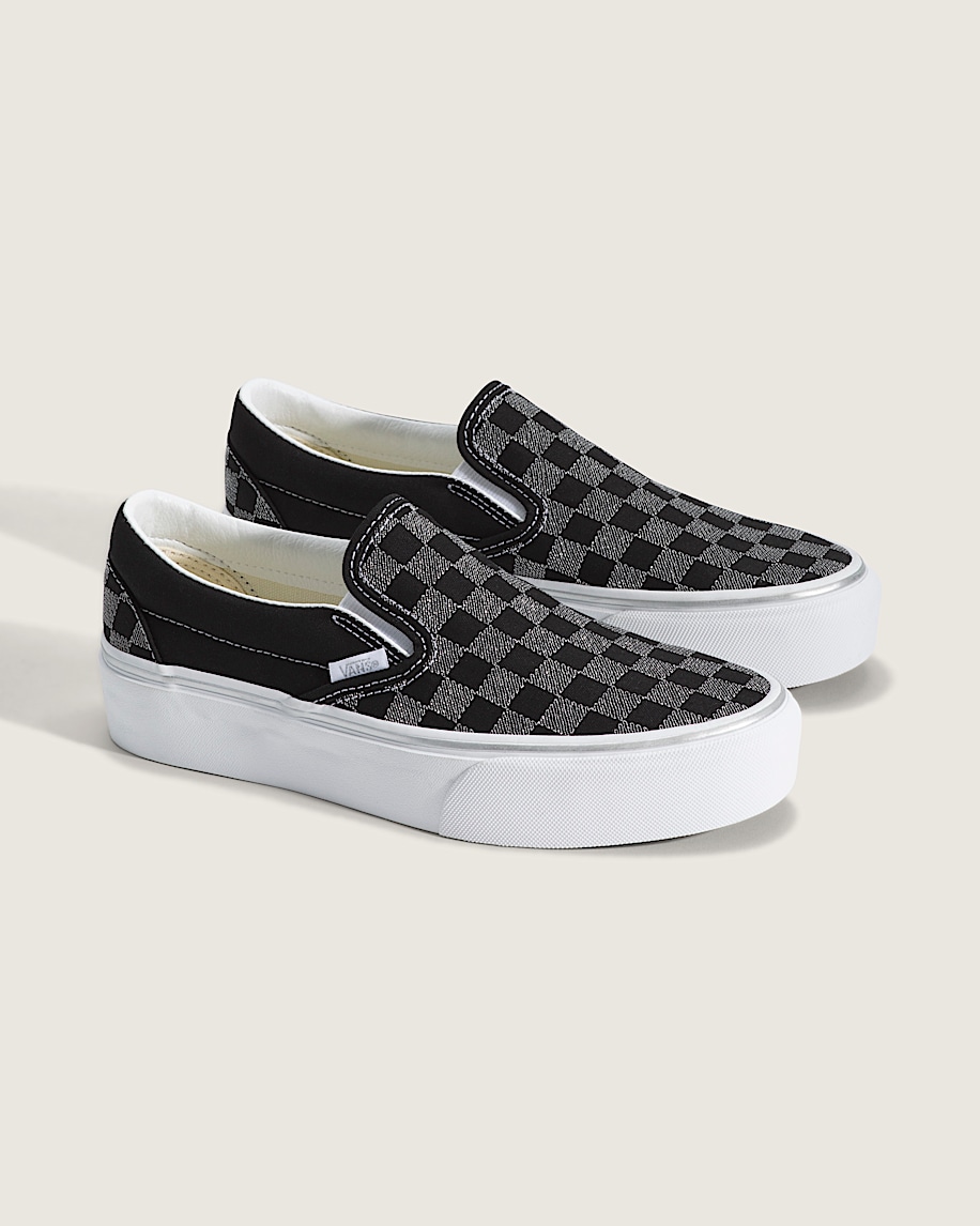 classic slip-on platform checkerboard shoe
