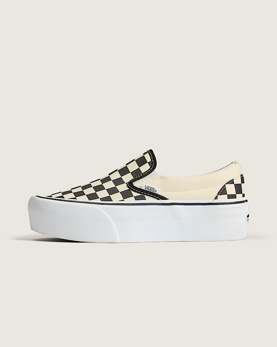 classic slip-on checkerboard platform shoe