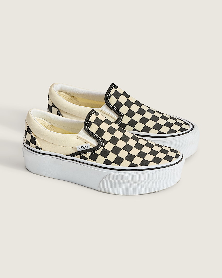 classic slip-on checkerboard platform shoe