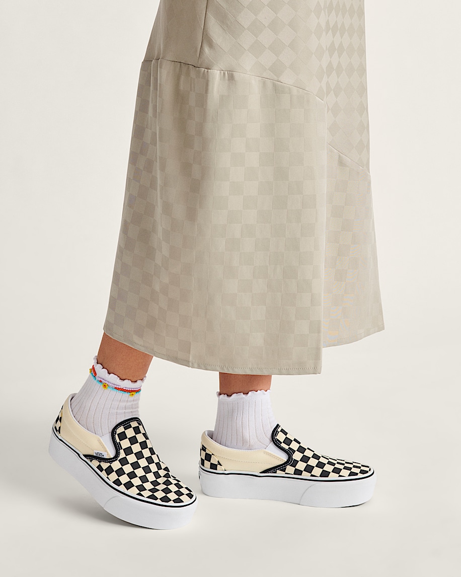 classic slip-on checkerboard platform shoe