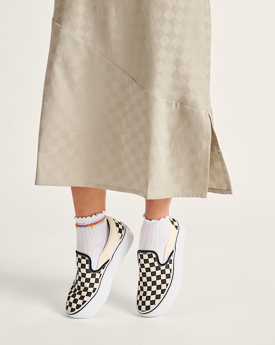 classic slip-on checkerboard platform shoe