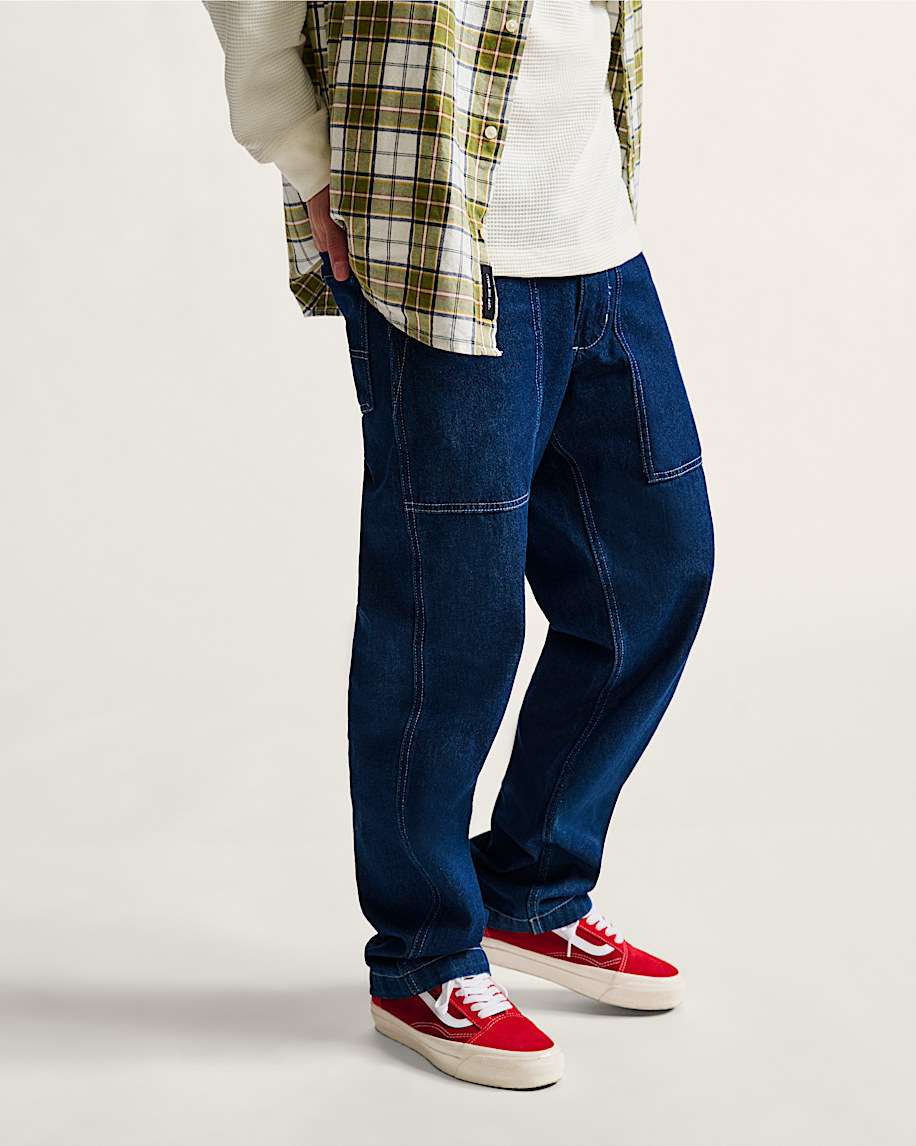 fatigue loose tapered denim pants