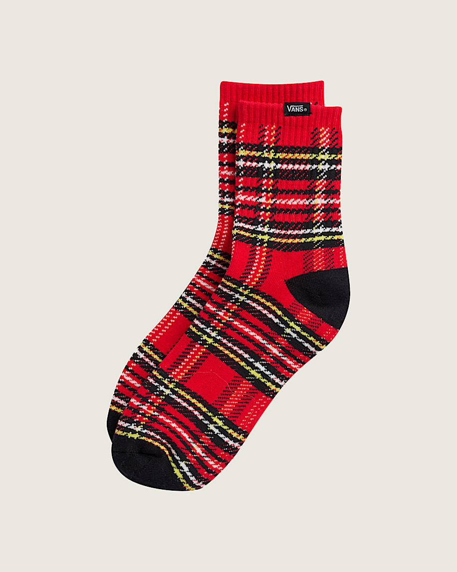drop v plaid half crew socks