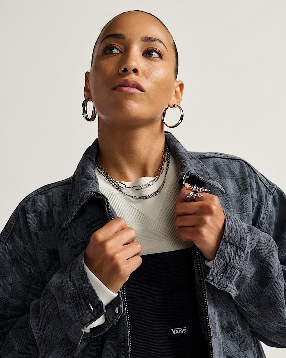 pitstop checkered station denim jacket