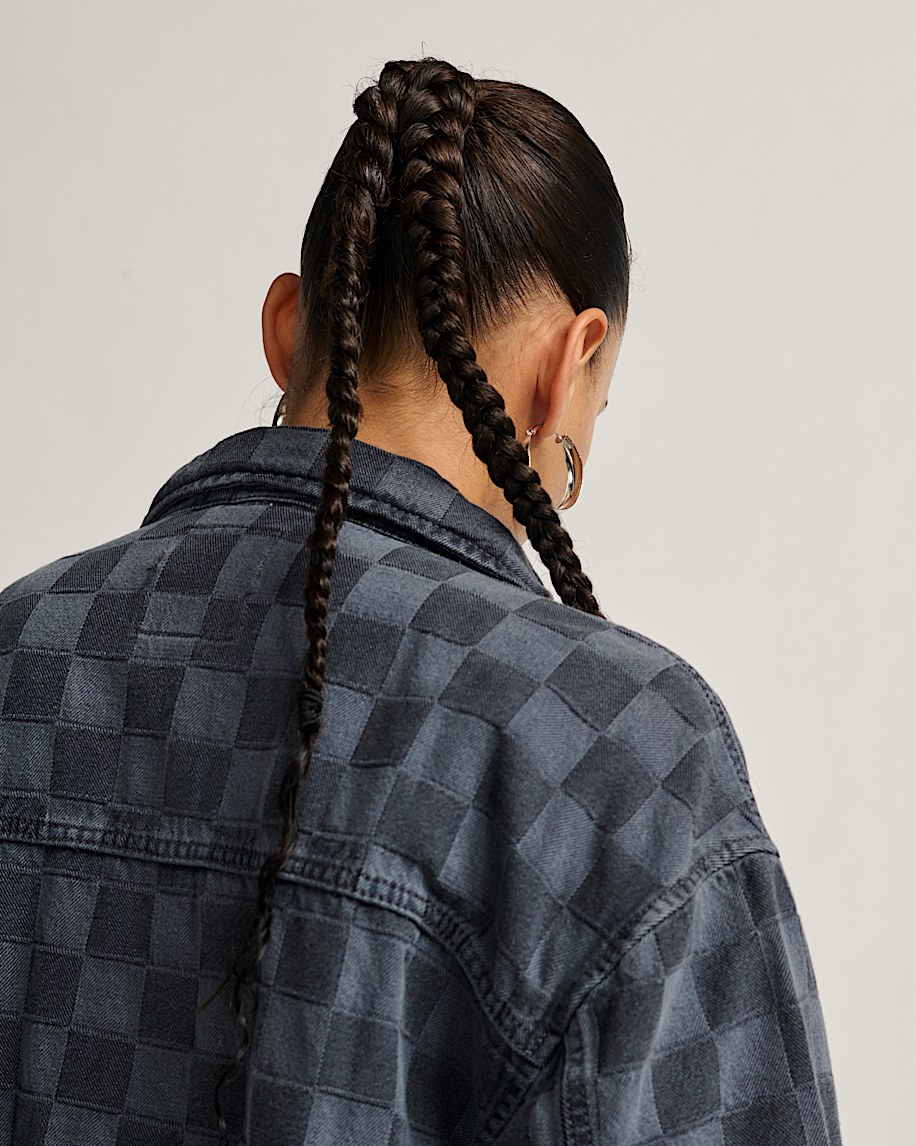 pitstop checkered station denim jacket