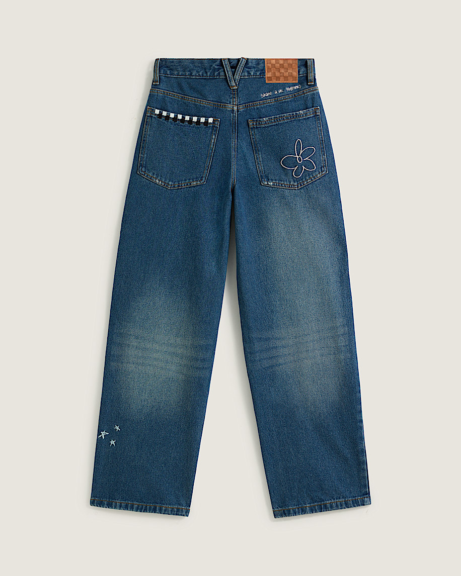 sirelle embroidered denim pants
