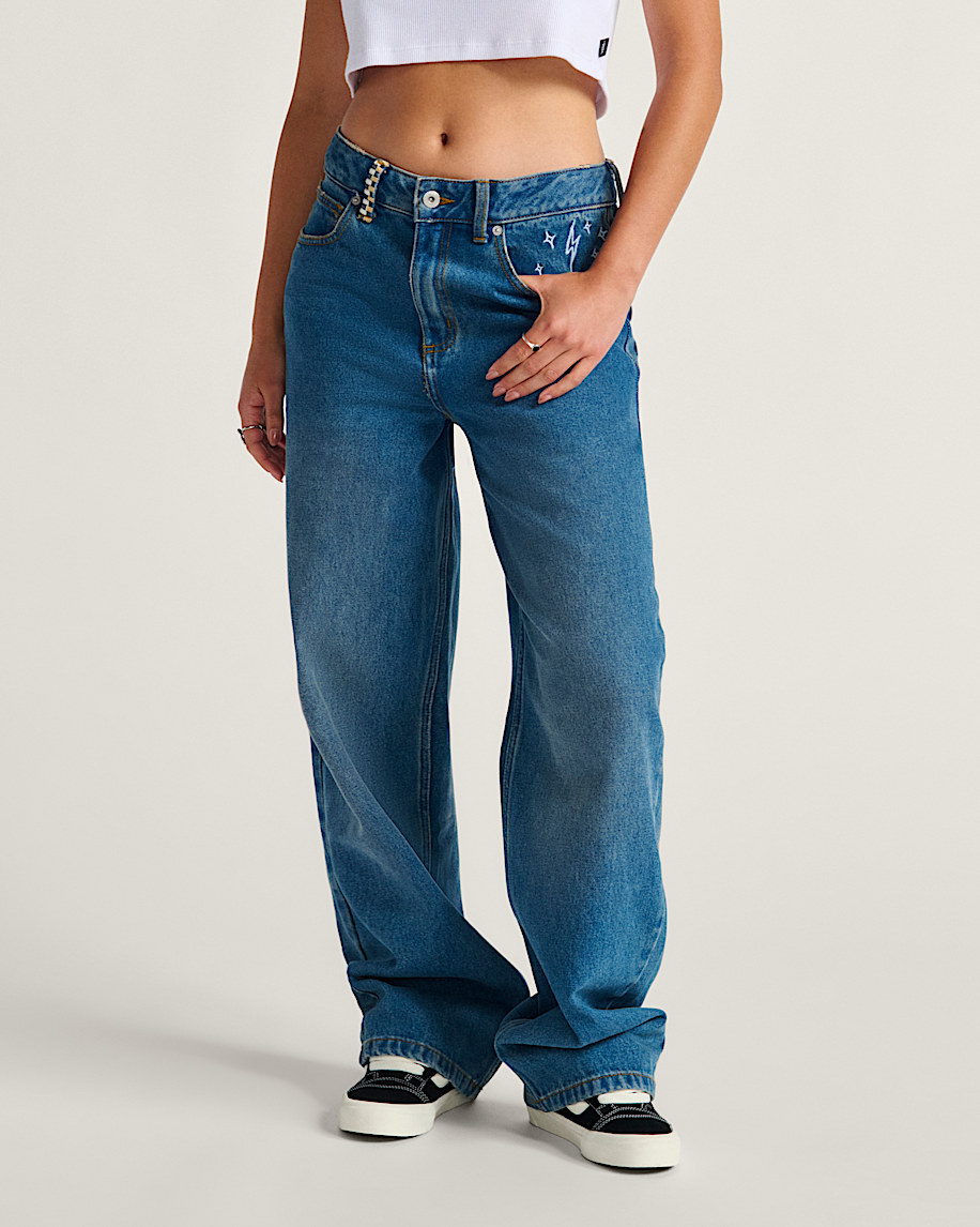 sirelle embroidered denim pants