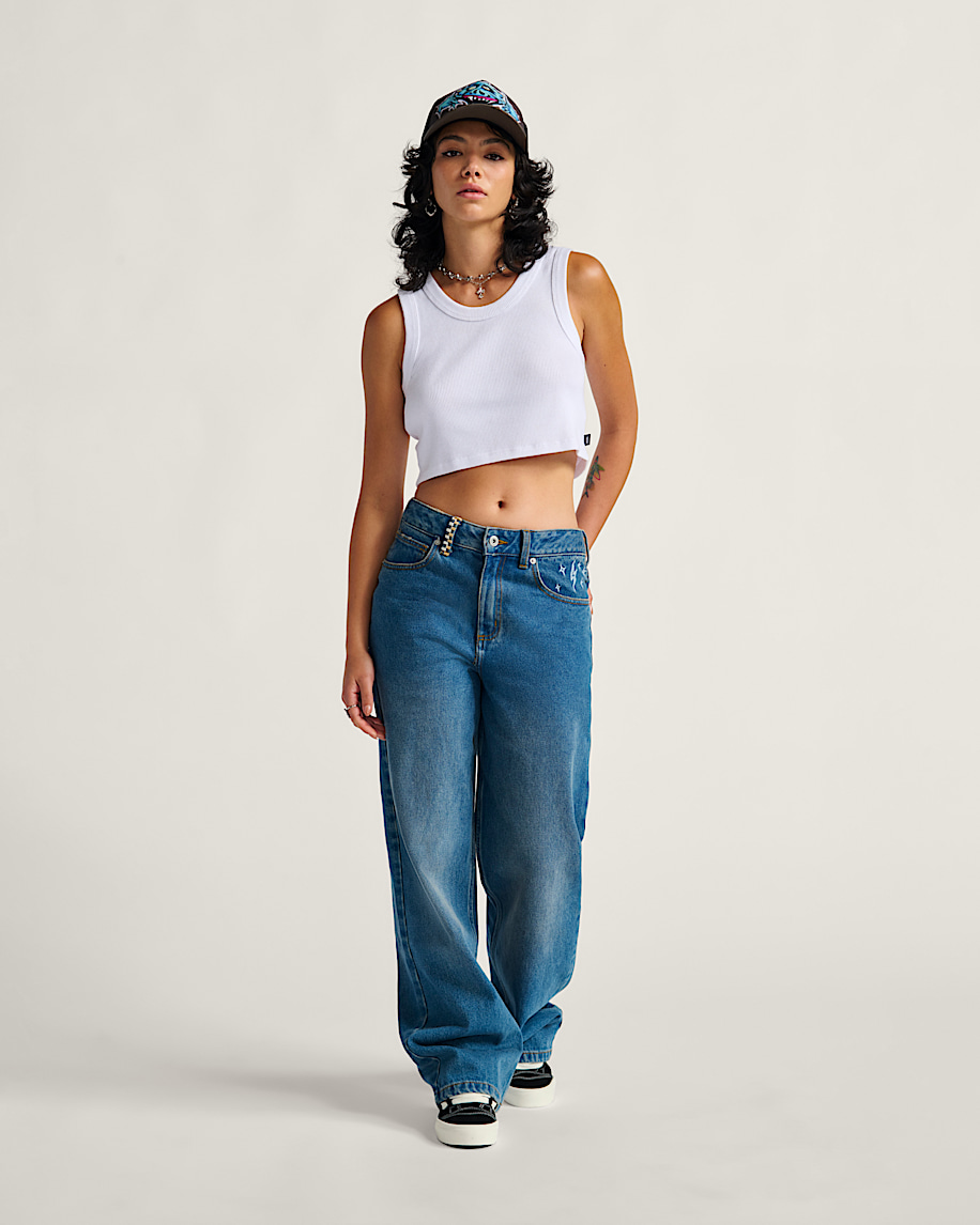 sirelle embroidered denim pants